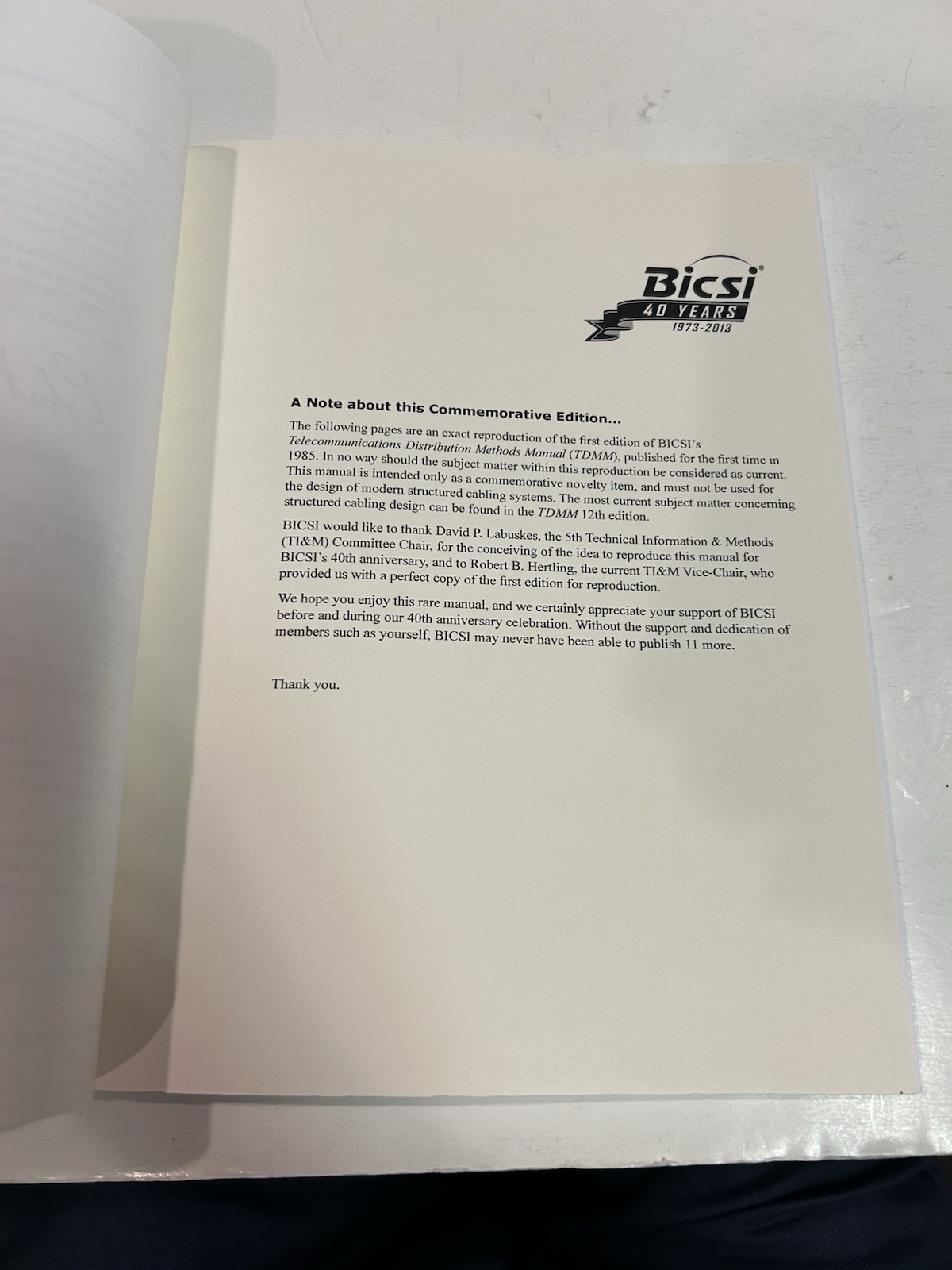BiCSi Telecommunications Distribution Methods Manual Commemorative Edition