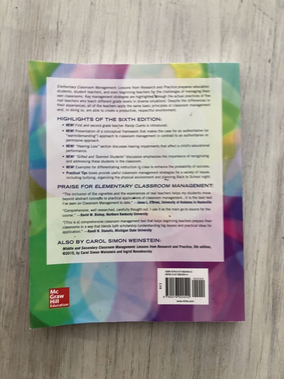 Elementary Classroom Management Lessons from Research Practice Weinstein Romano