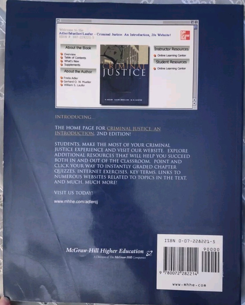 Criminal Justice: An Introduction- Second Edition by F. Adler… Great Condition