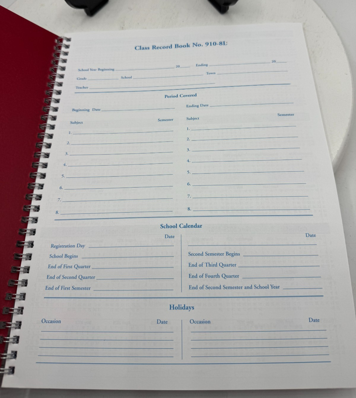 Abeka Teacher Grade Book Spiral Bound No Writing