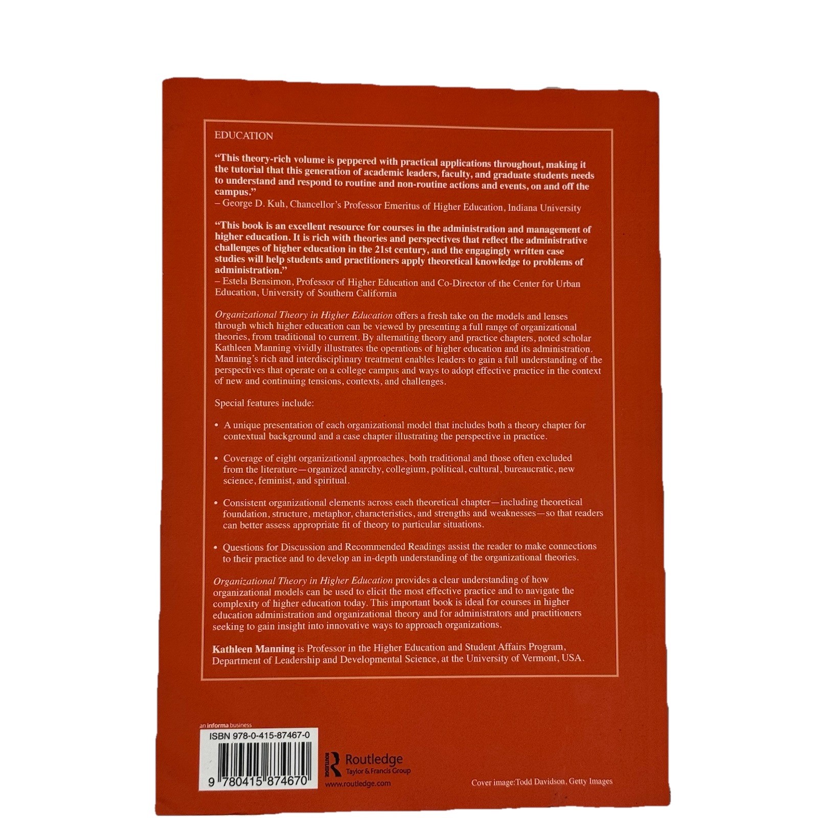 Organizational Theory in Higher Education Manning 2013 Education Textbook PB