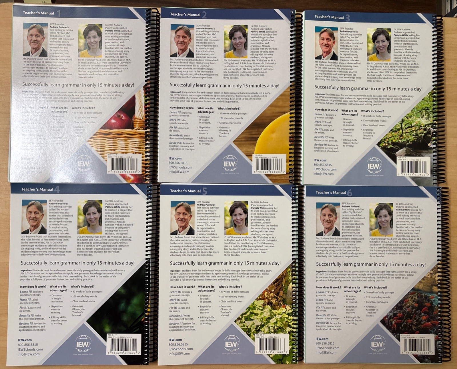 Lot 6 Fix It! Grammar Teacher’s Manual Vol. 1-6 4th Edition IEW Pamela White Set