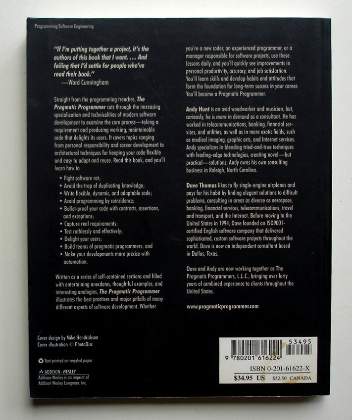 The Pragmatic Programmer: From Journeyman to Master, SIGNED Andrew Hunt